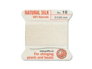Fir matase naturala pentru insirat perle si margele nr 10 - 0.90mm alb (2metri)