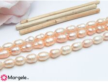 Șirag perle de cultură roz somon 9x6mm