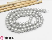 Sirag perle de sticla calitate a 6mm gri argintiu