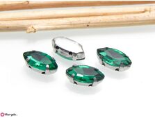 Distantier montee cu rhinestone de cristal 12x6mm emerald