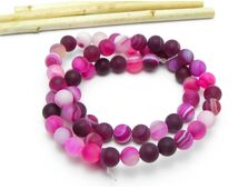 Sirag agate striped frosted 6mm fucsia