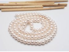 Sirag perle de sticla calitate a 6mm alb rozaliu