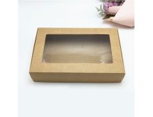 Cutiuta carton pentru bijuterii cu fereastra 11.5x18x3.5cm natur