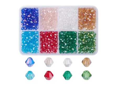 Kit margele cristale biconice 4mm 730 buc + cutie cadou