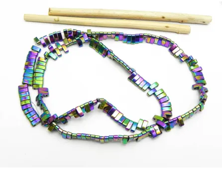 Sirag hematit dreptunghi cu doua orificii 5x2mm multicolor