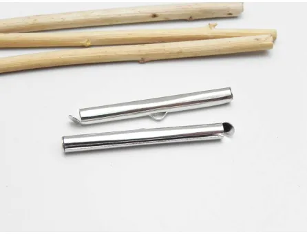 Capat miyuki/toho slide tube 40x5.5x4mm argintiu inchis (2buc)