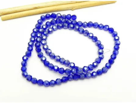 Margele cristal rotund fatetat 4mm albastru cobalt lustered (sirag)
