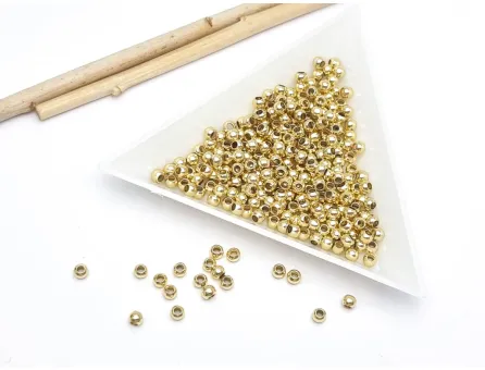 Margele de alama decorative 3mm placate cu aur 14K (10buc)