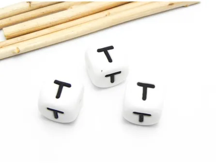 Margele de silicon 12x12mm litera t (1buc)