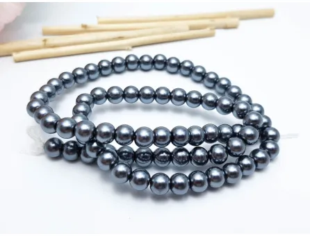 Perle de sticla calitate a 6mm gri inchis (sirag)