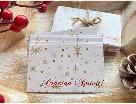 Cartonas craciun fulg de nea 8.6x5.3cm (30buc)