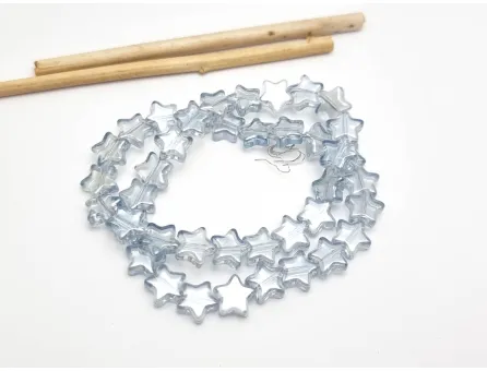 Margele sticla stea 9x8mm gri albastrui (sirag)