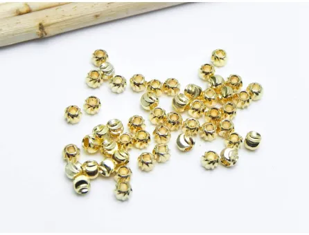 Margele de alama decorative cu striatii 2.8x2mm placate cu aur 18K (10buc)