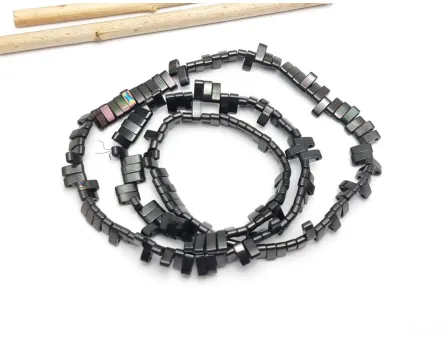 Sirag hematit dreptunghi cu doua orificii 5x2mm gunmetal