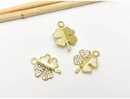 Charm auriu trifoi 19x15mm crem