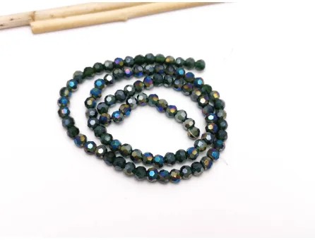 Margele cristal rotund fatetat 4mm verde inchis AB (sirag)