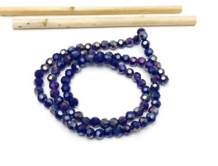 Margele cristal rotund fatetat 4mm blue opac AB (sirag)