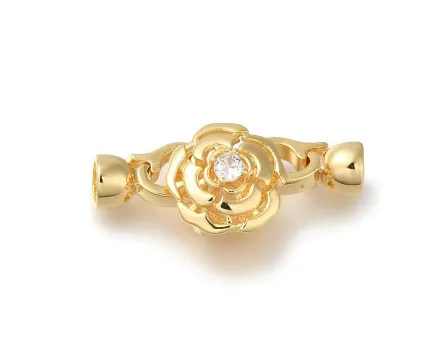 Inchizatoare cubic zirconia floare 29x13mm auriu
