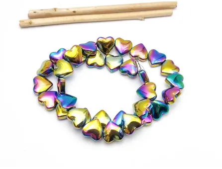Margele sticla inima electroplacate 10x10x4.5mm metalic mix (sirag)