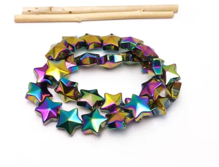 Margele sticla stea 13x12mm metalic mix (sirag)