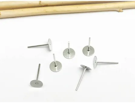 Tortite cercei cu tija si platou 6mm argintiu inchis (10buc)