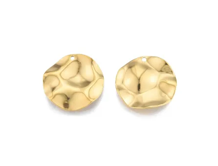 Charm otel inoxidabil auriu banut ondulat 22mm