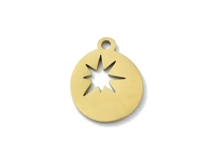 Charm otel inoxidabil auriu stea 16x12mm
