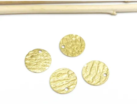Charm otel inoxidabil auriu banut texturat 12mm
