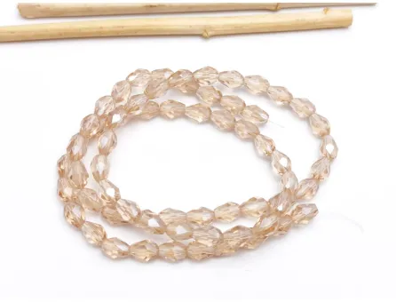 Margele cristal picatura 6x4mm bej AB (sirag)