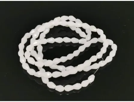 Margele cristal picatura 5x3mm alb opal (sirag)