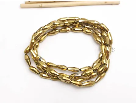Margele cristal picatura 10x4mm auriu metalic (sirag)