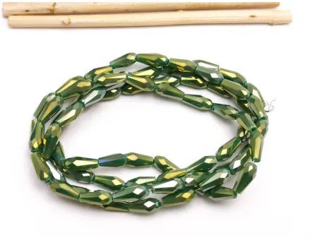 Margele cristal picatura 10x4mm verde olive opac AB (sirag)