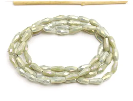 Margele cristal picatura 10x4mm verde kaki pal opac AB (sirag)