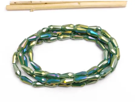Margele cristal picatura 10x4mm verde opac AB (sirag)