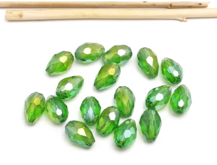Cristal picatura 11x8mm verde AB (1buc)