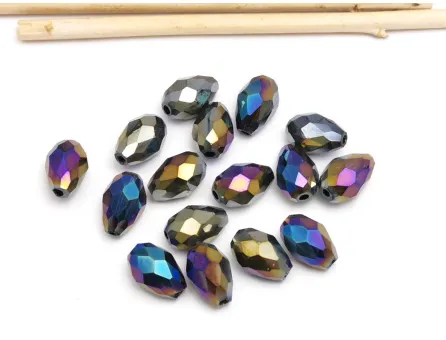 Cristal picatura 11x8mm negru hematit AB (1buc)