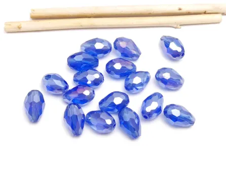 Cristal picatura 11x8mm albastru AB (1buc)