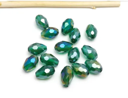 Cristal picatura 11x8mm smarald AB (1buc)