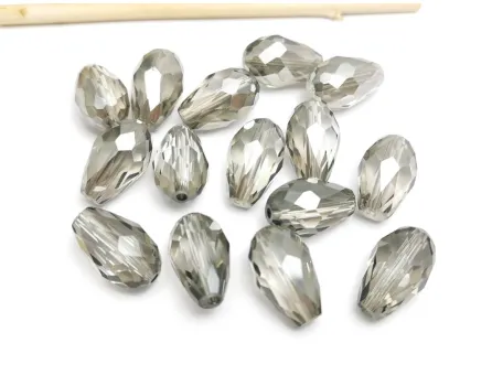 Cristal picatura 15x10mm gri argintiu (1buc)