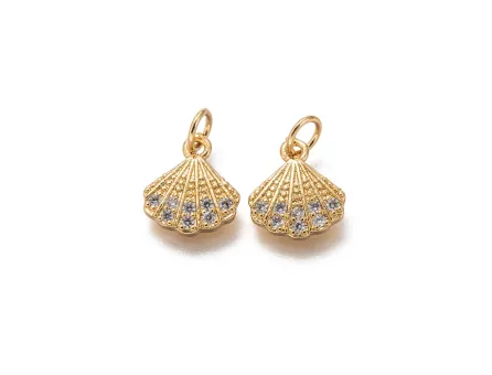 Charm cubic zirconia scoica 12x10mm auriu (1buc)