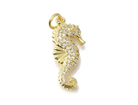 Charm cubic zirconia calut de mare 22x10mm auriu (1buc)