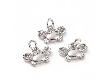 Charm cubic zirconia crab 12x9mm argintiu (1buc)