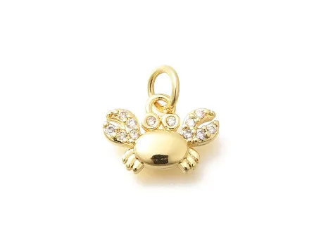 Charm cubic zirconia crab 12x9mm auriu (1buc)