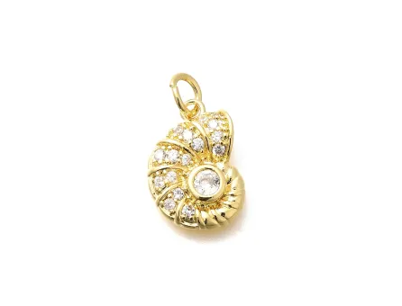 Charm cubic zirconia scoica 15x10mm auriu (1buc)