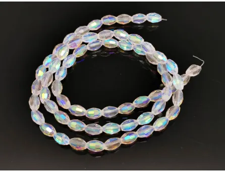 Margele cristal oval 6x4mm transparent AB (sirag)