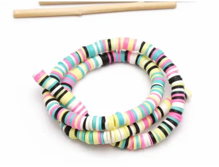 Sirag margele fimo 6x0.5~1mm mix roz galben negru