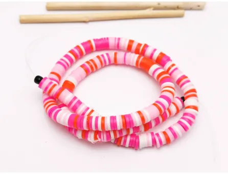 Sirag margele fimo 6x0.5~1mm mix roz rosu