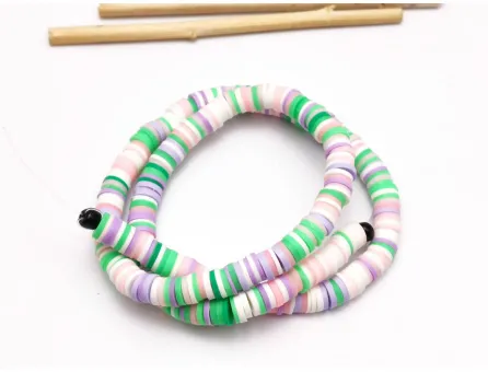 Sirag margele fimo 6x0.5~1mm mix roz verde
