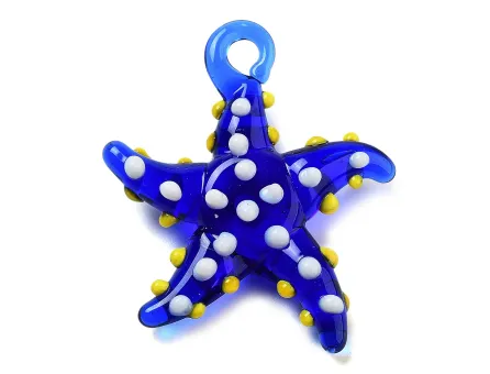 Pandantiv sticla stea de mare 36~34x30~32mm blue