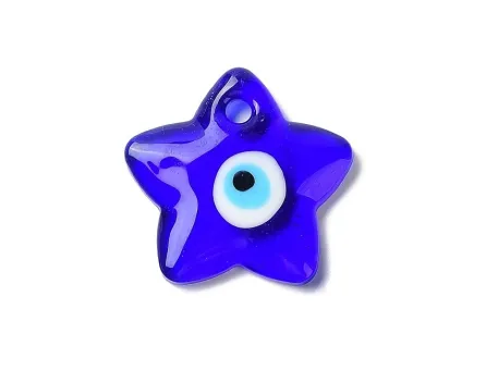 Pandantiv sticla stea evil eye 40x38x6.5mm albastru